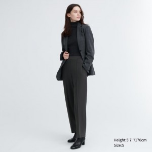 Dámské Kalhoty Uniqlo Easy Široké Rovný Tmavě Šedé CZ | H025543