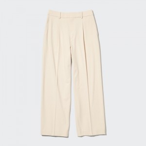 Dámské Kalhoty Uniqlo Široké-Fit Plisovaný (Vysoké) Natural CZ | Y858986