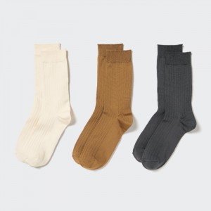 Dámské Ponožky Uniqlo Široké Žebrovaný (3 Pairs) Natural CZ | S721952