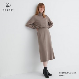 Dámské Sukně Uniqlo 3D Knit Souffle Yarn Béžový CZ | Z074015