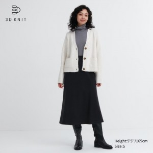 Dámské Sukně Uniqlo 3D Knit Souffle Yarn Černé CZ | V123828
