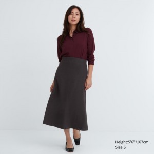 Dámské Sukně Uniqlo Brushed Jersey Flared Tmavě Hnědé CZ | E945664