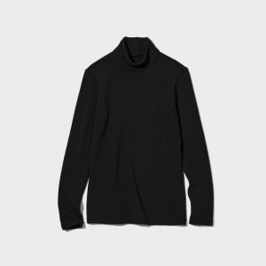 Dámské Tričko Uniqlo HEATTECH Ultra Warm High Neck (2022 Edition) Černé CZ | X734271