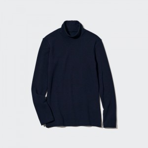 Dámské Tričko Uniqlo HEATTECH Ultra Warm High Neck (2022 Edition) Tmavě Blankyt CZ | W112237