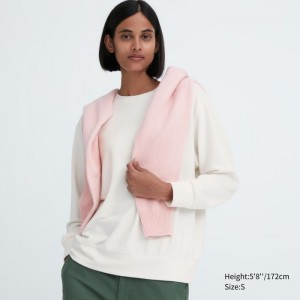 Dámské Tričko Uniqlo Soft Pletené Fleece Crew Neck Long-Sleeve Bílé CZ | Y597160