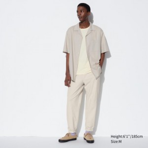 Pánské Kalhoty Uniqlo Washed Jersey Jogger Bílé CZ | J064255