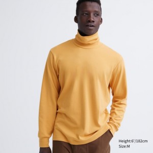 Pánské Tričko Uniqlo Brushed Bavlněné Turtleneck Long-Sleeve Žluté CZ | N819413