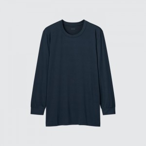 Pánské Tričko Uniqlo HEATTECH Crew Neck Long-Sleeve (2021 Edition) Tmavě Blankyt CZ | I108743