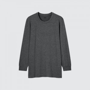 Pánské Tričko Uniqlo HEATTECH Crew Neck Long-Sleeve (2021 Edition) Tmavě Šedé CZ | S803452