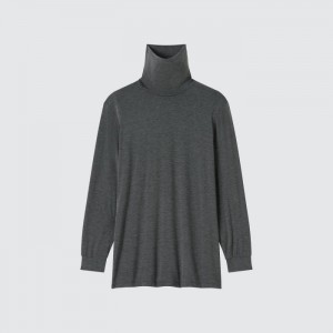 Pánské Tričko Uniqlo HEATTECH Turtleneck Long-Sleeve Tmavě Šedé CZ | F535225