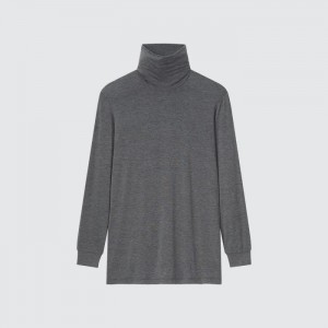 Pánské Tričko Uniqlo HEATTECH Turtleneck Long-Sleeve Tmavě Šedé CZ | N268243