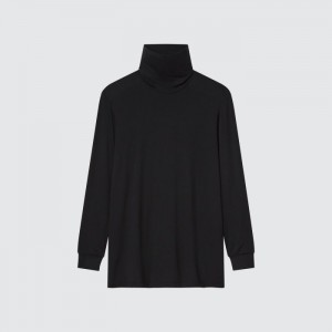 Pánské Tričko Uniqlo HEATTECH Turtleneck Long-Sleeve Černé CZ | V673054