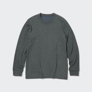 Pánské Tričko Uniqlo HEATTECH Ultra Warm Crew Neck Long-Sleeve (2022 Edition) Tmavě Šedé CZ | M783226