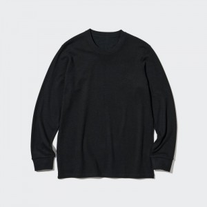 Pánské Tričko Uniqlo HEATTECH Ultra Warm Crew Neck Long-Sleeve (2022 Edition) Černé CZ | A936488